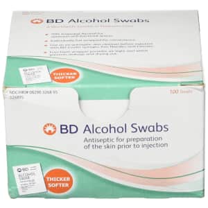 BD Alcohol Swabs 100-Pack for $2