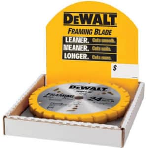 DEWALT DW3578B10 7-1/4-Inch 24T Framing Carbide Thin Kerf Circular Saw Blade for $11