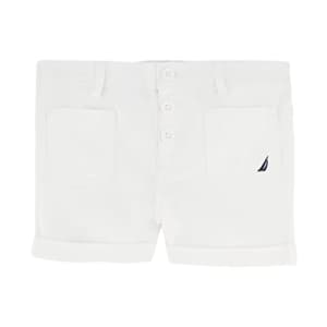 Nautica Girls' Solid Woven Short, White 22, 16 for $17