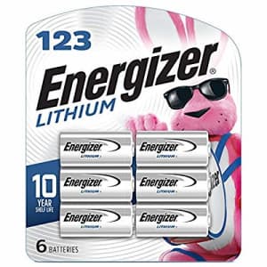 Energizer 123 3V CR123A Lithium Photo Battery 6-Pack for $20