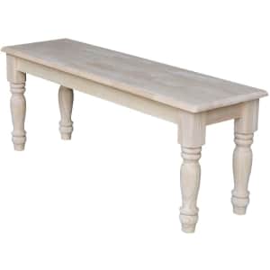 International Concepts Farmhouse 48" Unfinished Solid Hardwood Bench for $83 International Concepts Farmhouse 48" Unfinished Solid Hardwood Bench for $83