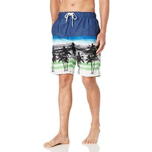 Kanu Surf Men's Mileage Swim Trunks (Regular & Extended Sizes), Seaside Navy/Green, Medium for $20
