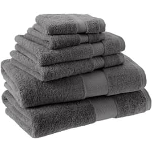 Amazon Aware 100% Organic Cotton Plush Bath Towels - 6-Piece Set, Dark Gray for $38