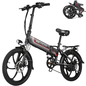 ANCHEER Folding Electric Bike Ebike, 20'' Electric Commuter Bicycle with 10AH Removable Lithium-Ion for $400