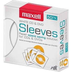 Maxell Protective Plastic CD & DVD Sleeves 50-Pack for $7