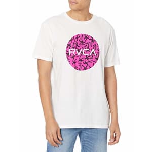 RVCA Men's Graphic Short Sleeve Crew Neck Tee Shirt, Motors SS/White, Medium for $15