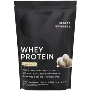 Sports Research Whey Protein Isolate - Sports Nutrition Protein Powder 25g per Serving - 2.1lb Bag for $38