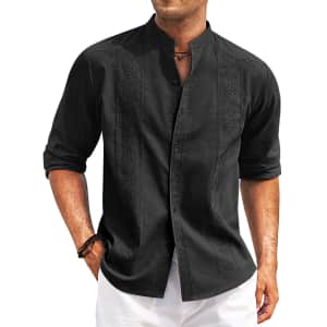 Coofandy Men's Collarless Cuban Guayabera Shirt from $9 Coofandy Men's Collarless Cuban Guayabera Shirt from $9