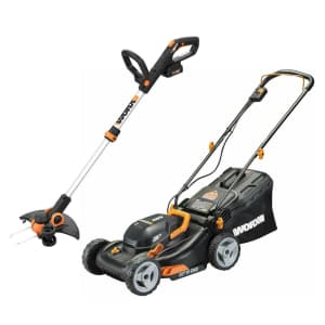 Worx 2x20V 17" Cordless Lawn Mower + GT 12" Cordless Trimmer/Edger for $260