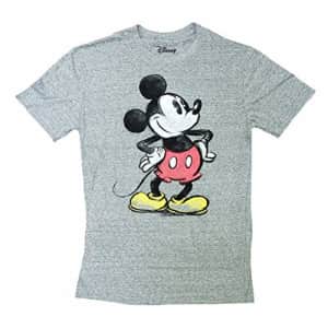 Disney Men's Giant Mickey Mouse Gray Graphic T-Shirt, Grey, Small for $17