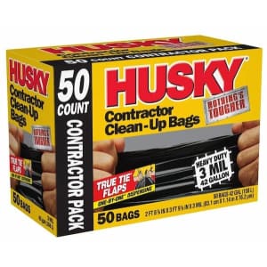 150 Husky 42-Gal. Contractor Clean-Up Bags for $72