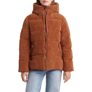 Sam Edelman Women's Hooded Corduroy Puffer Jacket for $39
