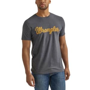 Wrangler Men's Western Crew Neck Short Sleeve Tee Shirt, Charcoal Heather for $20