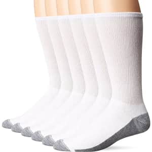 Hanes Men's Max Cushion Crew Socks 6-Pair Pack for $8