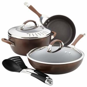 Circulon Symmetry Hard Anodized Nonstick Cookware Pots and Pans Set, 8 Piece, Chocolate Brown for $100