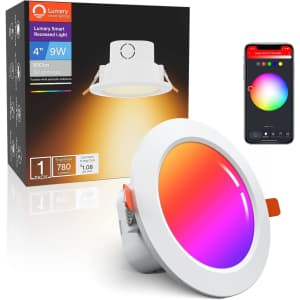 Lumary 4" 9W Smart Recessed Light for $8