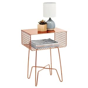 mDesign Steel Side Table Nightstand with Storage Shelf Basket for Bedroom, Living Room, Home for $52