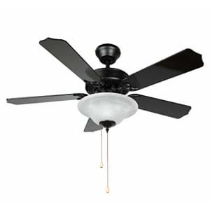Hyperikon 42 Inch Ceiling Fan, 55W, Remote Control and Pull Chain, Black Fixture, 5 Blades, Frosted for $60 Hyperikon 42 Inch Ceiling Fan, 55W, Remote Control and Pull Chain, Black Fixture, 5 Blades, Frosted for $60