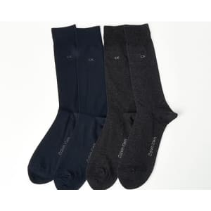 Calvin Klein Men's Dress Socks - Lightweight Cotton Blend Crew Socks (8 Pack), Size 7-12, Grey/Navy for $40