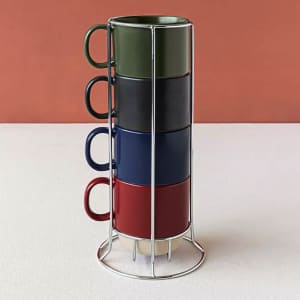 Over and Back 5-Piece Color-Glazed Stackable Mug Set w/ Rack for $16 for members Over and Back 5-Piece Color-Glazed Stackable Mug Set w/ Rack for $16 for members