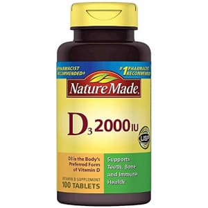 Nature Made Vitamin D3 2000 IU Tablets 100 ea (Pack of 2) for $12