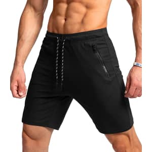 Men's Workout Shorts w/ Zipper Pockets for $13
