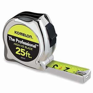 Komelon 425HV High-Visibility Professional Tape Measure, 25-Feet by 1-Inch, Chrome for $7