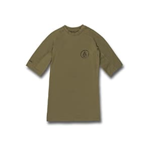 Volcom Men's Standard Solid UPF 50+ Short Sleeve Rashguard, Military 2, Small for $15
