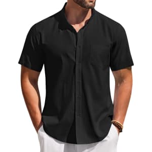 Coofandy Men's Band Collar Summer Shirt for $10