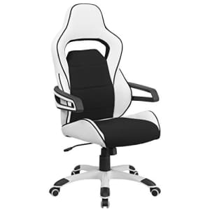 Flash Furniture High Back White Vinyl Executive Swivel Office Chair with Black Fabric Inserts and for $445 Flash Furniture High Back White Vinyl Executive Swivel Office Chair with Black Fabric Inserts and for $445