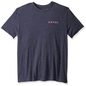 RVCA Men's Linocut Short Sleeve Crew Neck T-Shirt, Moody Blue, S for $21