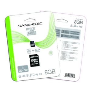 Dane Elec Dane-Elec 8 GB Class 4 microSDHC Flash Memory Card with SD Adapter DA-2IN1-08G-R for $8