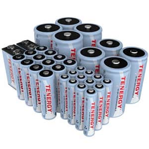 Tenergy NiMH Rechargeable Battery 34 Pack Variety, 12AA, 12AAA, 4C, 4D, and 2x9V Rechargeable for $73