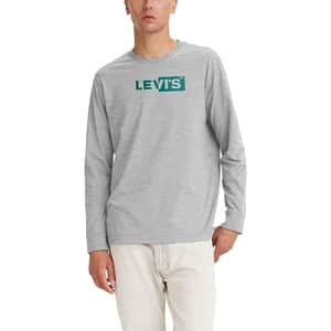 Levi's Men's Relaxed Graphic Long Sleeve T-Shirt, Boxtab Midtone Heather Grey, Small for $13