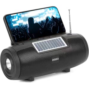 Solar Portable Bluetooth Speaker w/ Flashlight for $29
