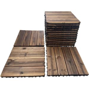 Hardwood Interlocking Patio Deck Tile 36-Pack for $99