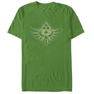 Nintendo Men's Zelda Skyward Sword Golden Triforce T-Shirt, Kelly, Large for $11