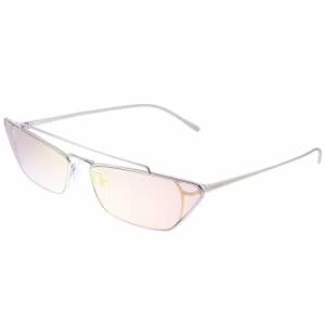 Prada PR 64US 1BC388 Silver Metal Cat-Eye Sunglasses Pink Mirror Lens for $200