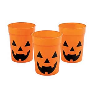 Fun Express Plastic Jack O Lantern Disposable Cups (set of 12) Halloween Party Supplies for $16