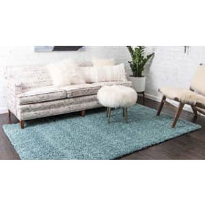 Unique Loom Solid Shag Collection Area Rug (8' x 10' Rectangle, Light Slate Blue) for $91