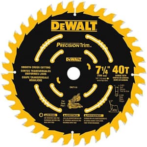 DEWALT Miter Saw Blade, Precision Trim, 7-1/4-Inch, 40-Tooth (DW7114PT) for $25