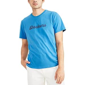 Dockers Men's Slim Fit Short Sleeve Graphic Tee Shirt, (New) Cendre Blue, Large for $12