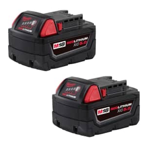 Milwaukee M18 XC5.0 5Ah Battery 2-Pack w/ Free Tool for $199