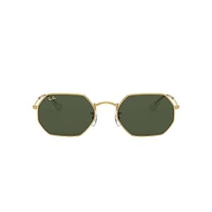 Ray-Ban RB3556 Metal Polarized Hexagonal Sunglasses, Legend Gold/Green, 53 mm for $163