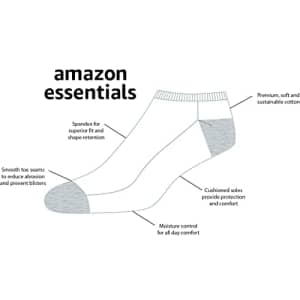 Amazon Essentials Women's Cotton No-Show Socks, 50 Pairs, Black, 6-9 for $53