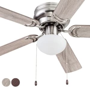Prominence Home Alvina, 44 Inch Traditional Flush Mount Indoor LED Ceiling Fan with Light, Pull for $120