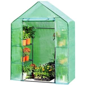 Costway 4-Tier Portable Mini Walk-In Greenhouse for $65