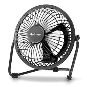 HOLMES 4" Mini High-Velocity Personal Desk Fan, 4 Blades, Adjustable 360 Head Tilt, Durable Metal for $21