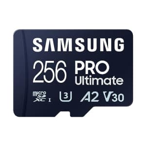 SAMSUNG PRO Ultimate microSD Memory Card + Adapter, 256GB microSDXC, Up to 200 MB/s, 4K UHD, UHS-I, for $25