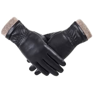 Redess Women's Wool-Lined PU Leather Gloves for $12 Redess Women's Wool-Lined PU Leather Gloves for $12